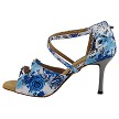 1625BLEDSS 174 White Blue Flower Satin with (6646) 3 INCH SLIM METALLIC HEEL in the photo 