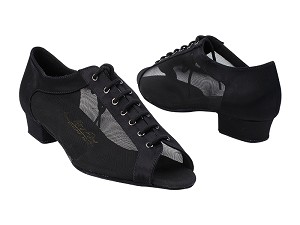 1643FT 154 Black Satin_Black Mesh with 1" Women Heel in the photo 