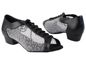 1643FT 97 Black PU_140 Vine White Mesh with 1" Women Heel in the photo 