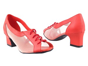 1644 211 Red PU_Flesh Mesh with 2"TC Heel in the photo 