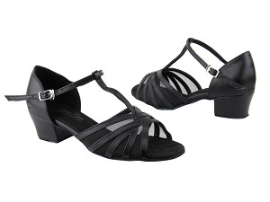 16612 Black Leather_Black Mesh with 1.5" Medium Heel in the photo 