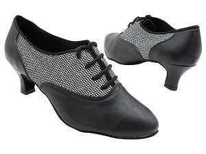1688 Black Leather_Black Sparklenet with 2" Slim Heel (2899B) in the photo 