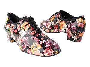 2001 288 Black Flower Patent PU with 1.5" Medium Heel in the photo 