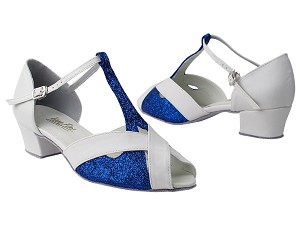 2703 Blue Stardust _White Leather with 1.5" Medium heel in the photo 