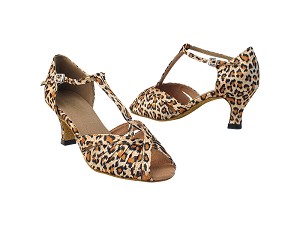 2707 152 Leopard Satin_Whole Shoes with 2.5" low heel in the photo 