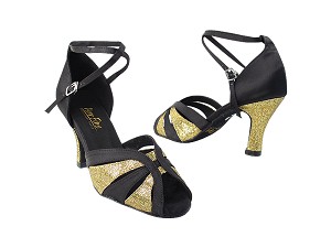 2713 38 Black Satin_113 Gold Scale_H with 3" heel in the photo 