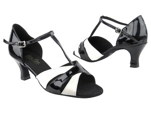 6016 183 White Stardust_Black Patent with 2.5" Heel in the photo 
