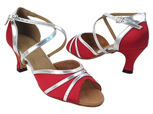 6023 268 Dark Red Satin_55 Silver Trim with Women's 2.5 inch Low Heel in the photo 