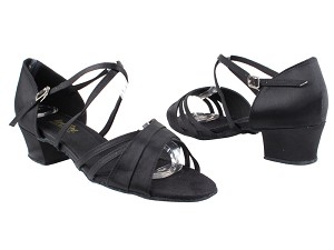 6030 Black Satin_1650 BackStrap with 1.5" Medium Heel in the photo 