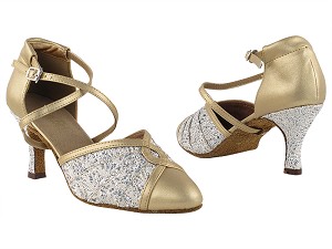 6825B 57 Light Gold PU_142 Brown_H with 2.75" Heel in the photo 