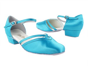8881 230 Light Blue Satin_Whole Shoes with 1" Women Heel in the photo 