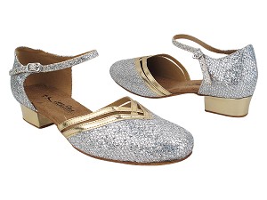8881 Silver Stardust_Gold PU Trim_H with Women 1" Heel (8881) in the photo 