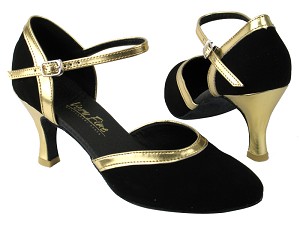 9621 136 Black Nubuck_Gold Leather Trim with 2.75" heel in the photo 