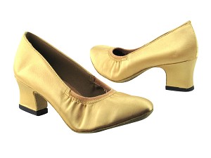 9624 80 Light Gold Satin with 2" Thick Cuban heel in the photo 