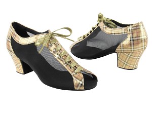 C1643 BA62 Square Laser PU_Black Mesh with 1.6" medium heel in the photo 
