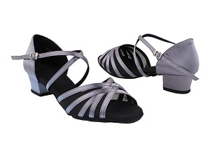 C1670CDB Grey Satin_Black Mesh with 1.5" Heel (NTD) in the photo 