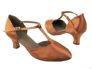C6819 3 Dark Tan Satin with 2" slim heel in the photo 