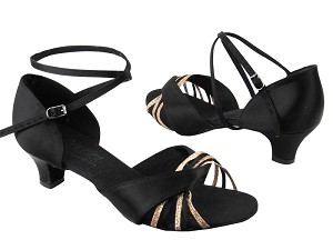 S92305 BD12 Black Satin_Gold Stardust with 1.2" heel in the photo 