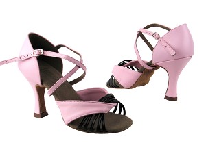 S92305 BE9 Pink Leather_Black Leather with 3" heel in the photo 