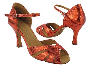 SERA1311 195 Snake Red Satin with 3" Flare Heel (5059) in the photo 