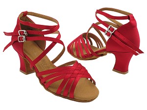 SERA3690 139 Dark Red Satin with 2.2 INCH THICK CUBAN HEEL (318) in the photo 