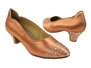 SERA5501 153 Tan Satin with 1.3" Cuban Heel in the photo 