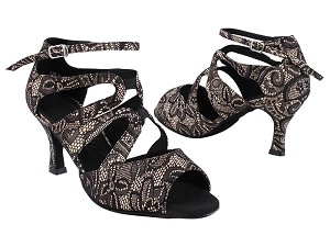 SERA7039 258 Flesh Black Lace with 2.75" Flare Heel (11006/YPG) in the photo 