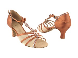 SERA1692 Dark Tan Satin with enhanced rhinestone design   