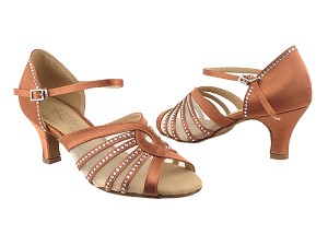 SERA2719 Dark Tan Satin with enhanced rhinestone design   