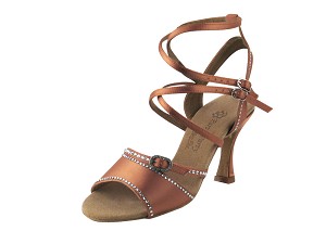 PP202 Tan Satin with enhanced rhinestone design   