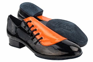 S2519 Split Sole 228 Fluorescent Orange Patent & Black Patent with 1" Standard Heel in the photo 