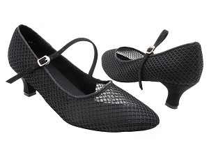 C6852 Black Fishnet & Nubuck with 2" slim heel in the photo 