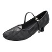 C6852 Black Fishnet & Nubuck with 2" slim heel in the photo 