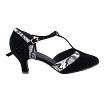 SERA3551 Black Velvet & White Snake Trim with 2.5" low heel in the photo 