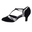 SERA3551 Black Velvet & White Snake Trim with 2.5" low heel in the photo 