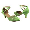 SERA3530 Green Satin & Green Stardust Trim with 2.5" low heel in the photo 